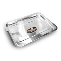 Bandeja Retangular Inox 36x27cm porção comida servir salada Ke Home 3104-3627KH