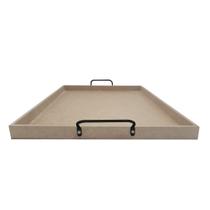 Bandeja Retangular Lisa Simples com Alça 32x27x2 Kit 3un Mdf 6mm Madeira