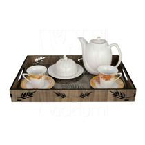 Bandeja Retangular Madeira Café da Manhã Decorativa 45x30 Bandeja Retangular Madeira Café da Manhã Decorativa 45x30