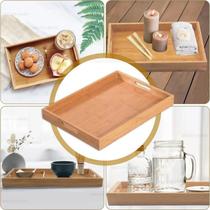 Bandeja Retangular Mdf e Bambu Multiuso Serve Café da Manhã Almoço Jantar40x30 Bandeja Retangular Mdf e Bambu Multiuso Serve Café da Manhã Almoço Jantar40x30