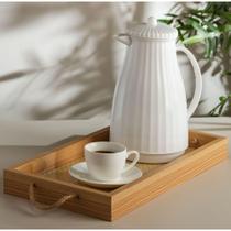 Bandeja Retangular Mdf Fundo De Palha 40X20Cm E Alças Sisal