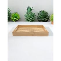 Bandeja retangular mdf + palha