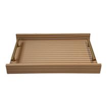 Bandeja Retangular Mdf Pu Listra 3D Bege P - Entrecasa Bandeja Retangular Mdf Pu Listra 3D Bege P - Entrecasa