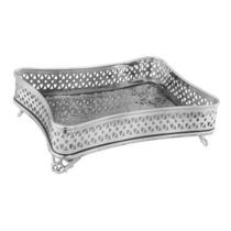 Bandeja Retangular Menor Metal Decorativo Pezinhos Luxo Bandeja Retangular Menor Metal Decorativo Pezinhos Luxo