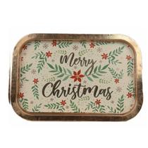 Bandeja Retangular Metal Estampa Natal Merry Christmas 34cm x 23cm - Magizi