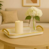 Bandeja Retangular Multiuso Decorativa Luxo com Alças Detalhadas