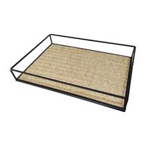 Bandeja Retangular Native Black Com Fundo Palha 35x25cm Mimo