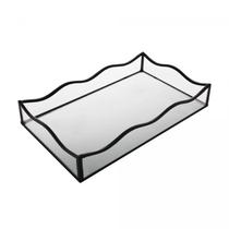 Bandeja retangular ocean preta metal c/ espelho 20x30x4cm lyor design