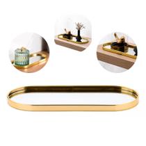 Bandeja Retangular Oval Espelhada Decoração Vidro Multiuso