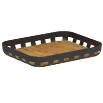 Bandeja Retangular para Servir 35x29cm Preto Bambu Lanche Café Petiscos Ou Decoração Bandeja Retangular para Servir 35x29cm Preto Bambu Lanche Café Petiscos Ou Decoração