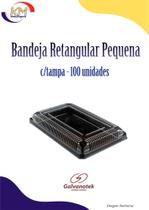 Bandeja retangular pequena c/tampa 100 unid. - Galvanotek - bolo, cake, comida orienta (15894)
