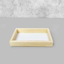 Bandeja Retangular Pequena Pinus 20X12X3 Fundo Branco