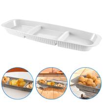 Bandeja Retangular Petisqueira Plástico 3 Divisórias Frios Queijo Churrasco