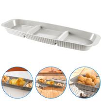 Bandeja Retangular Petisqueira Plástico 3 Divisórias Frios Queijo Churrasco