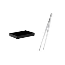 Bandeja Retangular Preta 17cm Pinça Empratamento Inox Buffet 2un Bandeja Retangular Preta 17cm Pinça Empratamento Inox Buffet 2un
