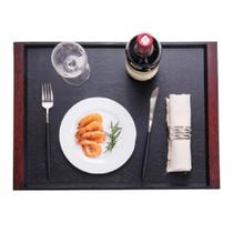 Bandeja Retangular Preta com Alça 38x24cm Restaurante