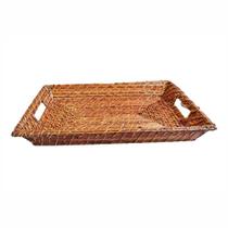 Bandeja retangular rattan fibra natural 41 x 27 cm class home