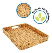 Bandeja Retangular Seagrass Fibra Natural Grande Com Alça