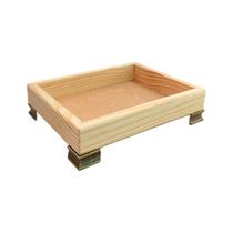 Bandeja Retangular sem Alça 18,5x14,5x3 com Pé Canaleta Madeira Pinus 10mm
