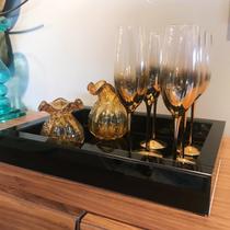 Bandeja Revestida de Vidro Preto