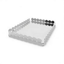 Bandeja Riva Nanna Retangular Média Inox com Vidro Espelhado