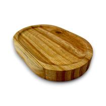 Bandeja Rústica Decorativa Oval Curva de Madeira Pinus 15cm