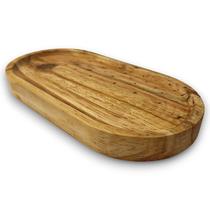 Bandeja Rústica Decorativa Oval Curva de Madeira Pinus 25cm