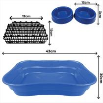 Bandeja Sanitário com Grade para Porquinho da índia Coelho Roedores Azul