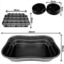 Bandeja Sanitário com Grade para Porquinho da índia Coelho Roedores Preto