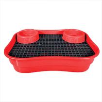 Bandeja Sanitário com Grade para Porquinho da índia Coelho Roedores Vermelho