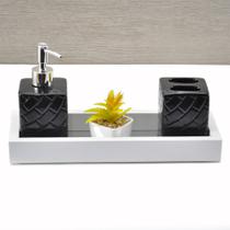 Bandeja -SLIM TRADICIONAL- Espelhada Lavabo Banheiro Pés de Silicone Madeira cor BRANCA - 12x32x4