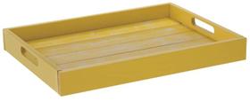 Bandeja tramontina color cor amarela em madeira com acabamento rústico