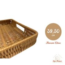 Bandeja Trançada Rústica Oval ou Retangular p/ Servir Decorar Cozinha Sala Lavabo Multiuso