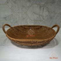 Bandeja Trançada Rústica Oval ou Retangular p/ Servir Decorar Cozinha Sala Lavabo Multiuso