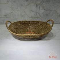 Bandeja Trançada Rústica Oval ou Retangular p/ Servir Decorar Cozinha Sala Lavabo Multiuso