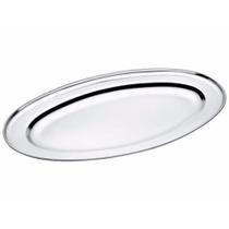 Bandeja Travessa De Inox Oval Rasa Grande Para Servir 50cm