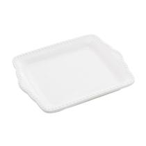 Bandeja travessa decor de ceramica quadrada dots branca p - Lyor