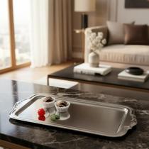 Bandeja Travessa Decorativa Servir Aço Inox 32,5 X 16cm Café Inox Bandeja Travessa Decorativa Servir Aço Inox 32,5 X 16cm Café Inox