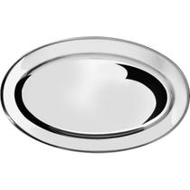 Bandeja Travessa Oval Rasa De Inox Grande Para Servir 35cm