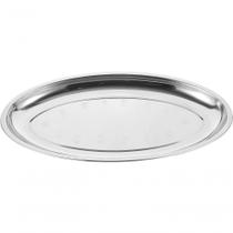 Bandeja Travessa Para Servir Oval Grande Prateada Inoxidável 39cm Bandeja Travessa Para Servir Oval Grande Prateada Inoxidável 39cm