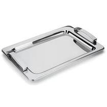 Bandeja Travessa Rasa Retangular Com Alças Em Aço Inox 36x24cm - Class Home