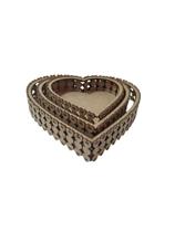 Bandeja Trio Coração Em Mdf Crú