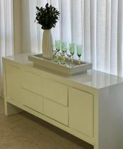 Bandeja Vidro Branco Decoração Luxo 60X30