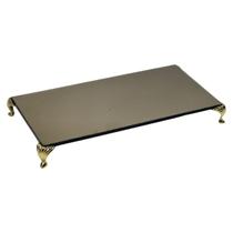 Bandeja Vidro Bronze Espelhada com Pés Metal Lavabo 20x10