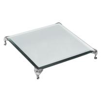 Bandeja Vidro Espelhado Bisotado Pés Lavabo Sala Mesa 20x20 Bandeja Vidro Espelhado Bisotado Pés Lavabo Sala Mesa 20x20