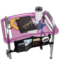 Bandeja Walker StrongArm Clear View + Bolsa+porta-copos roxa