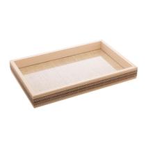 Bandeja Woodart De Madeira Bambu Com Sisal Bege 37,5Cm