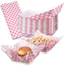Bandejas de alimentos descartáveis Geosar Gingham 100 unidades com papel encerado Bandejas de alimentos descartáveis Geosar Gingham 100 unidades com papel encerado