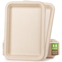Bandejas de alimentos descartáveis Gezond 50 Pack 35,56 cm compostáveis Bandejas de alimentos descartáveis Gezond 50 Pack 35,56 cm compostáveis