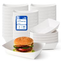 Bandejas de alimentos Fit Meal Prep, papel de 3 libras, pacote com 125, branco (7,6 x 6,2 x 1,7 cm)